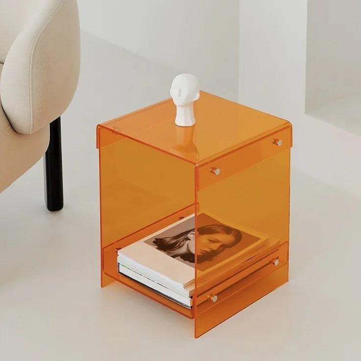 Acrylic transparent edge table creative design Nordic simple sofa coffee table bedside table Internet celebrity