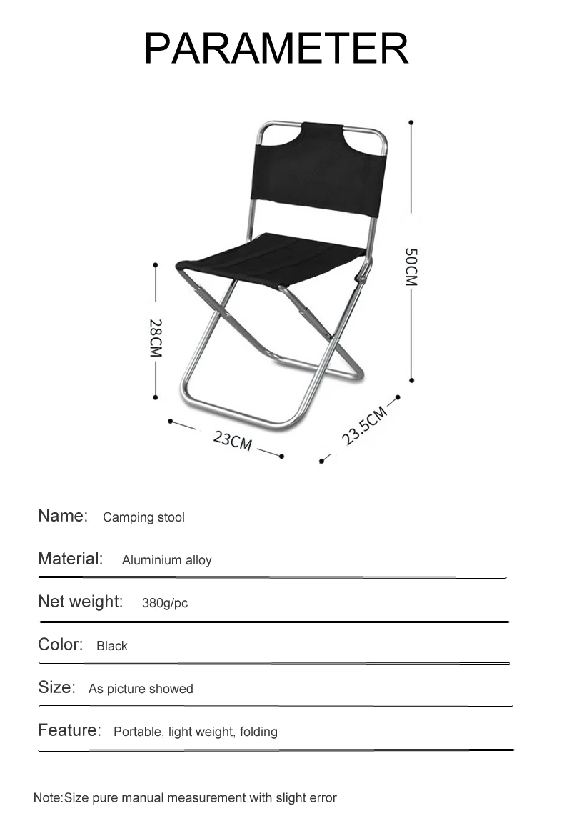 Portable Lightweight Folding Aluminum Alloy Camping Stool Outdoor Travel Fish Small Chair Durable Picnic Seat for Hiking