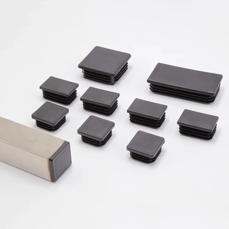 Black Square Plastic Black Blanking End Cap Pipe Plug Foot Furniture Inner Plug Cover 10x10mm ~ 100x100mm