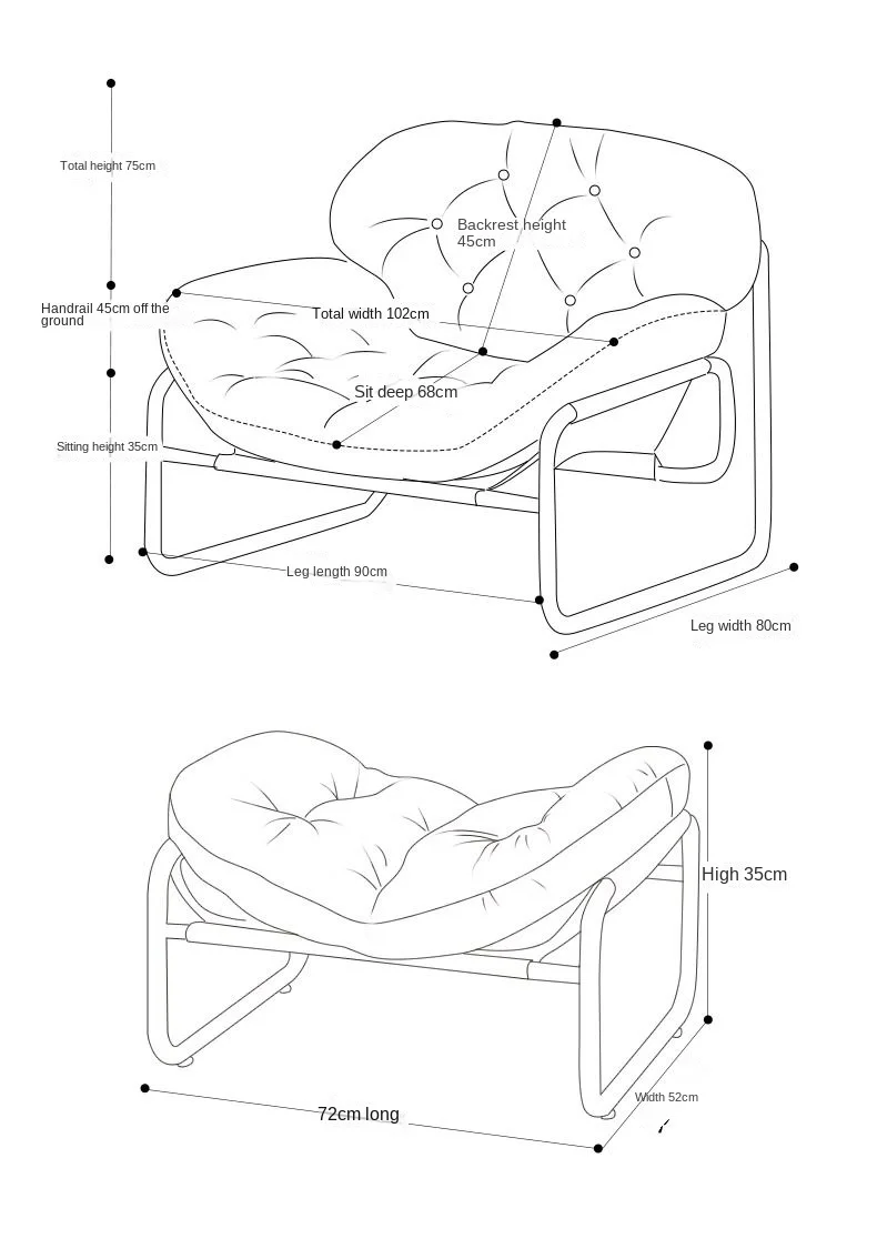 MOMO Single Sofa Chair Living Room Minimalist Leisure Chair Modern Lunch Break Combination Chair Balcony Bedroom Lazy Chair