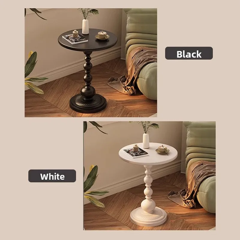 Round End Table with Metal Base Multifunctional Vintage Coffee Table for Living Room, Bedroom Office & Patio Sofa Tray Table