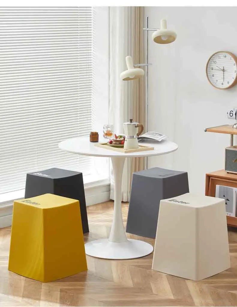 Creative Plastic Dining Stool,Nordic Furniture,High Stools,Mobile Seat,Footstool,Modern Leisure Chair,Keyboard Stool,Customized