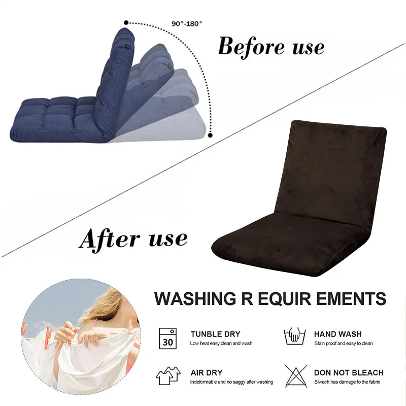 Lazy Sofa Tatami Chair Cover Seat Chair Cover Japanese Folding Dormitory Bed Armchair Case for Legless Recliner Student Sofa Bed