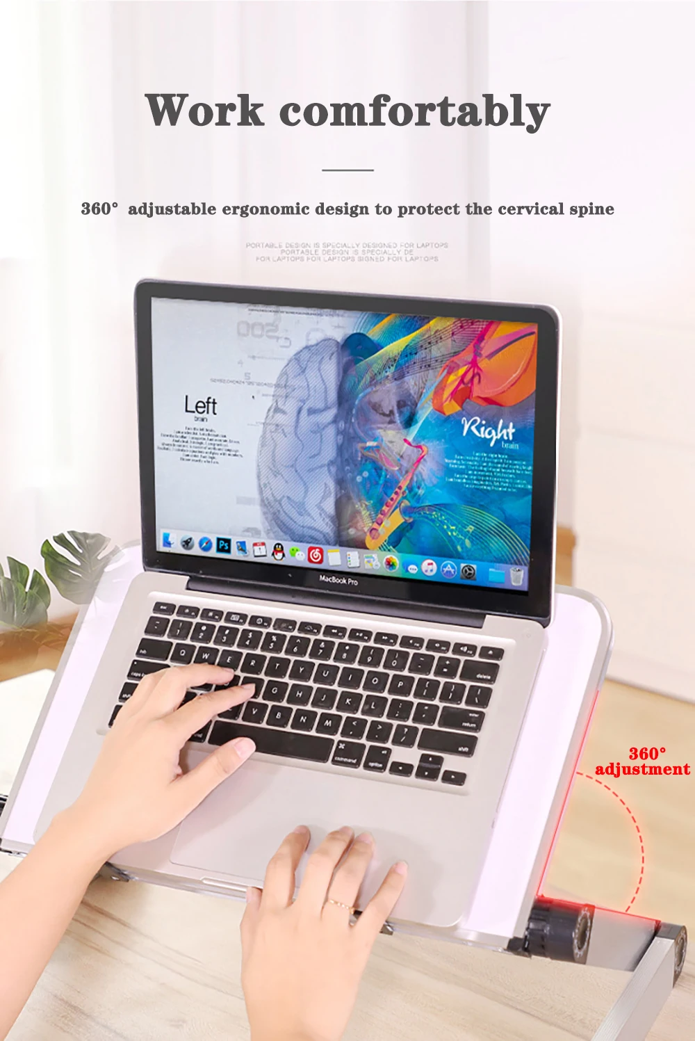 Adjustable Laptop Desk Stand Portable Aluminum Ergonomic Lapdesk For TV Bed Sofa PC Notebook Table Desk Stand With Mouse Pad