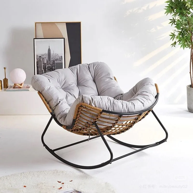 Outdoor Rocking Chair Adult Lazy Sofa Bird Nest Shaped Living Room Balcony Nap Small Apartment Rattan Woven Adul Rocking Chair