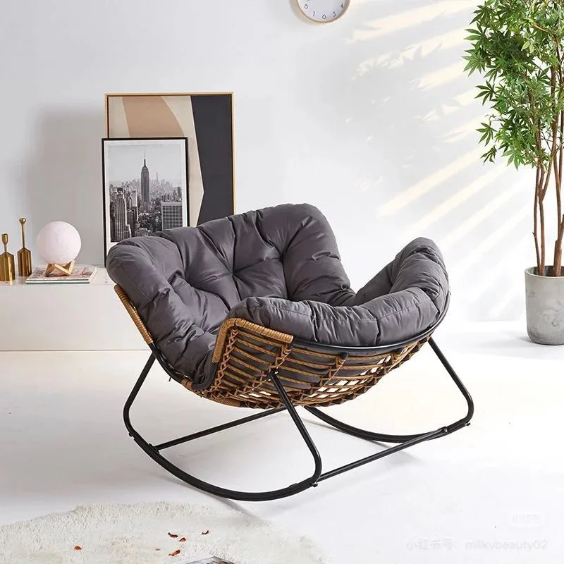 Outdoor Rocking Chair Adult Lazy Sofa Bird Nest Shaped Living Room Balcony Nap Small Apartment Rattan Woven Adul Rocking Chair