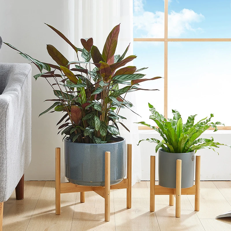 Bamboo Plant Shelf Cross Flower Frame Balcony Garden Plant Holder Stand Flower Pot Rack Garden Indoor Display Plant Stand
