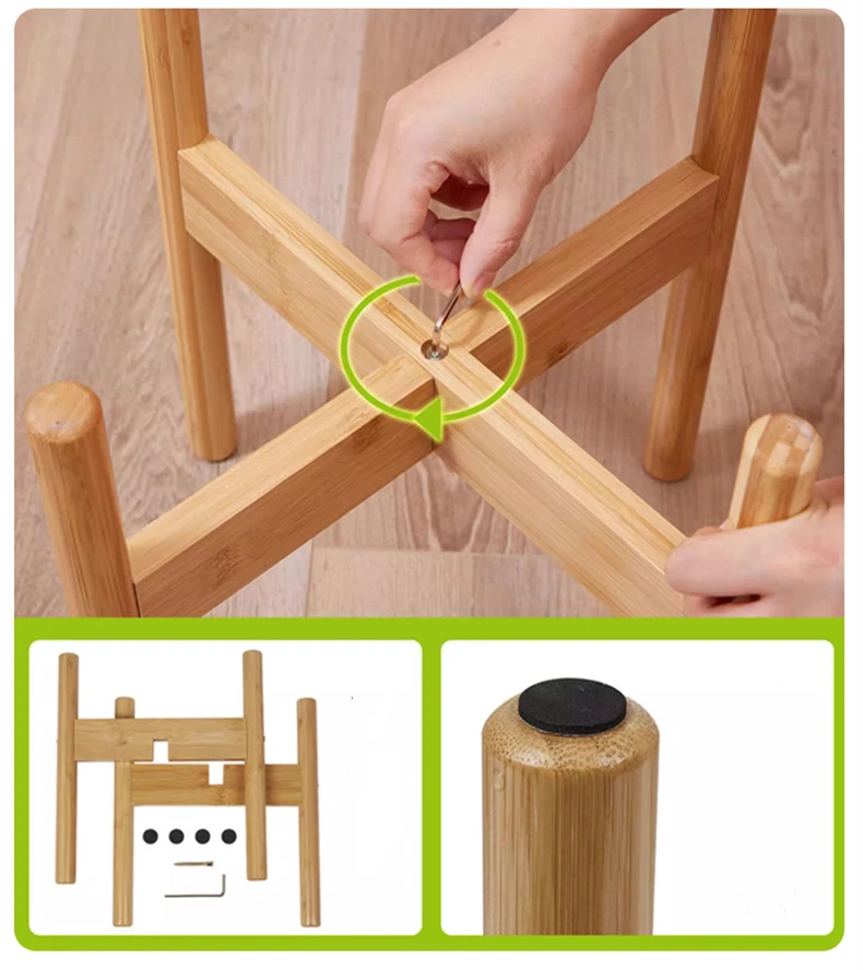 Bamboo Plant Shelf Cross Flower Frame Balcony Garden Plant Holder Stand Flower Pot Rack Garden Indoor Display Plant Stand
