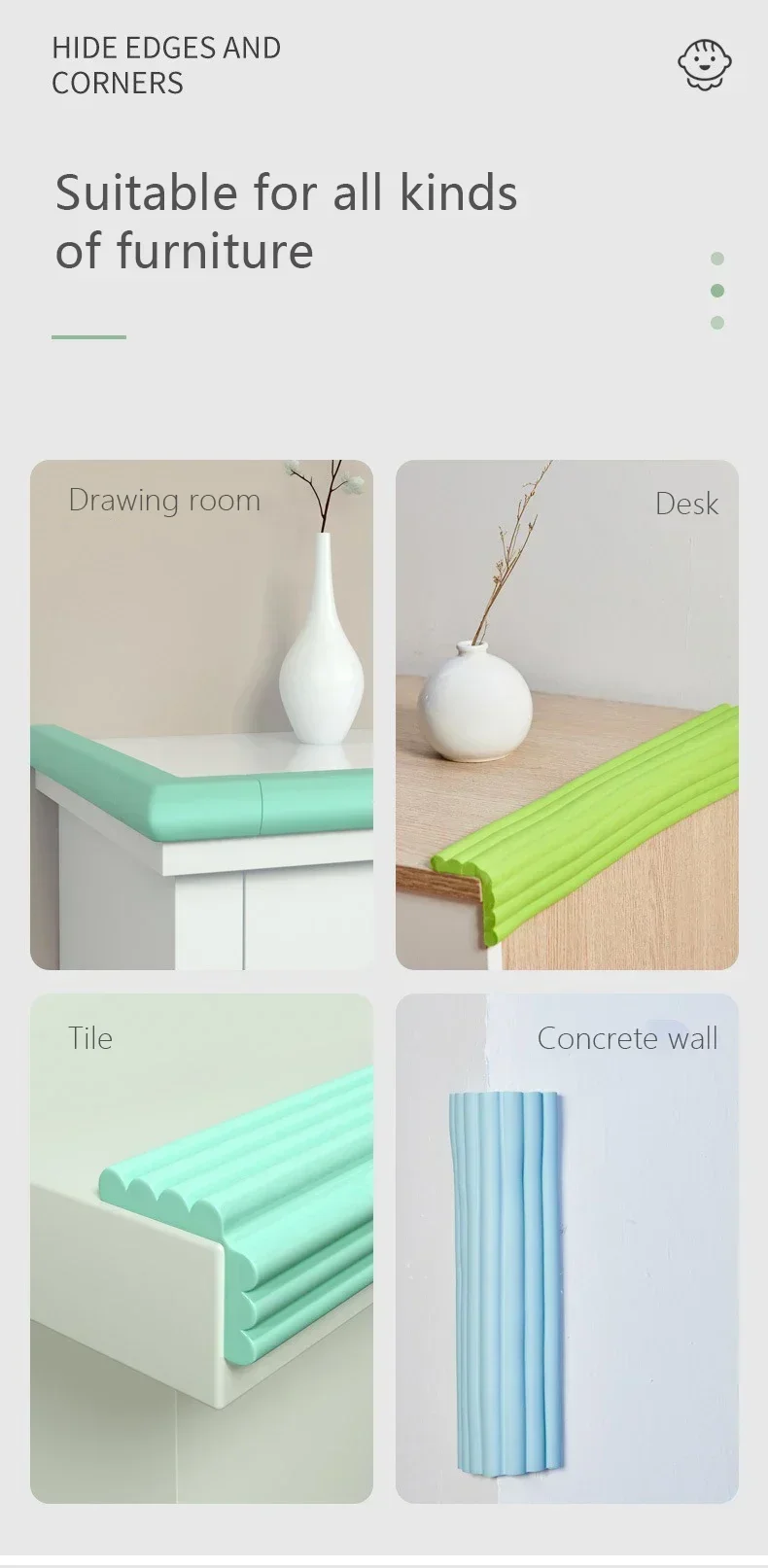 2m Baby Safety Protection Strip Household Table Edge Protection Strip Corner Protection Furniture Accessories