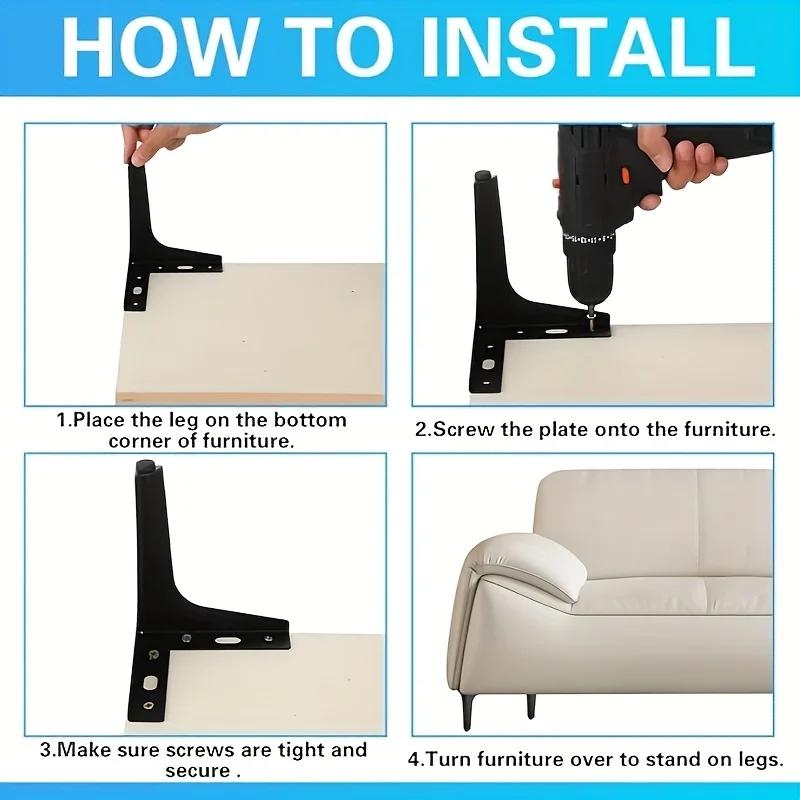 4PCS black height modern furniture sofa legs metal matte black treatment table cabinet legs furniture accessories