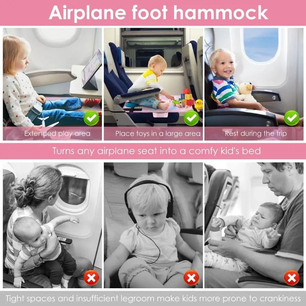 Children's Travel Portable Airplane Bed Cute Cartoon Oxford Foot Leg Rest Airplane Hammock Kids