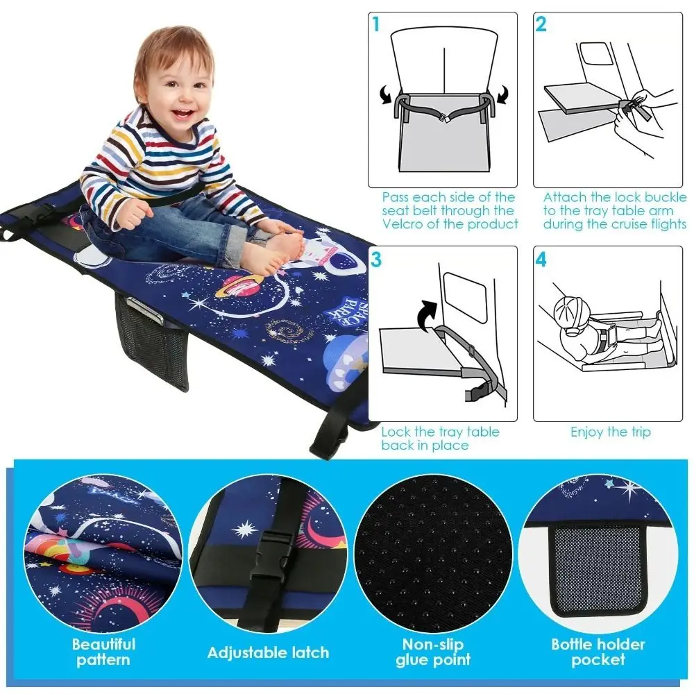 Children's Travel Portable Airplane Bed Cute Cartoon Oxford Foot Leg Rest Airplane Hammock Kids