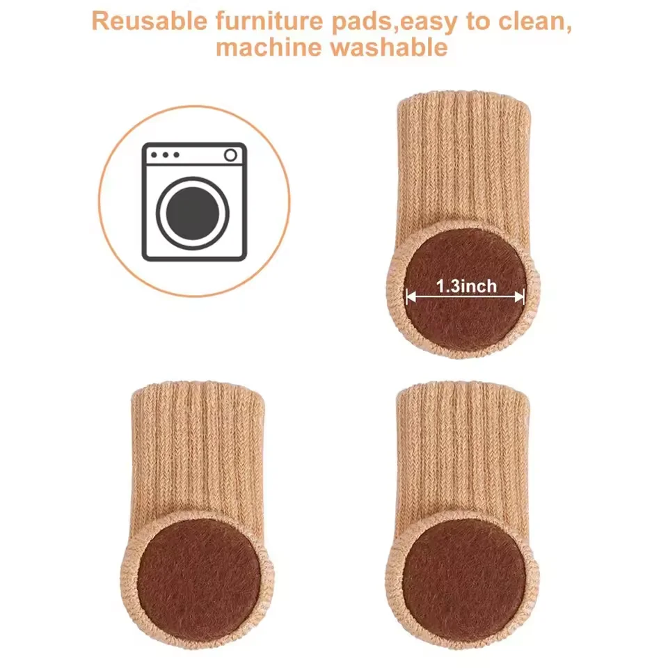 24Pcs Knitted Silent Furniture Legs Socks High Elastic Feet Socks Floor Protectors with Anti-Slip Pads Thick Chair Feet Covers