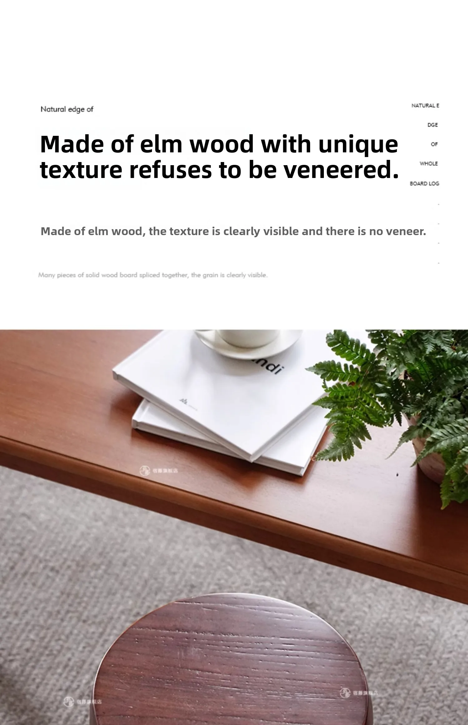 Japanese Elm Wood Step Stools Wabi-Sabi Style Low Bench Minimalist Entryway Seat Rustic Side Table for Living Room & Bedroom