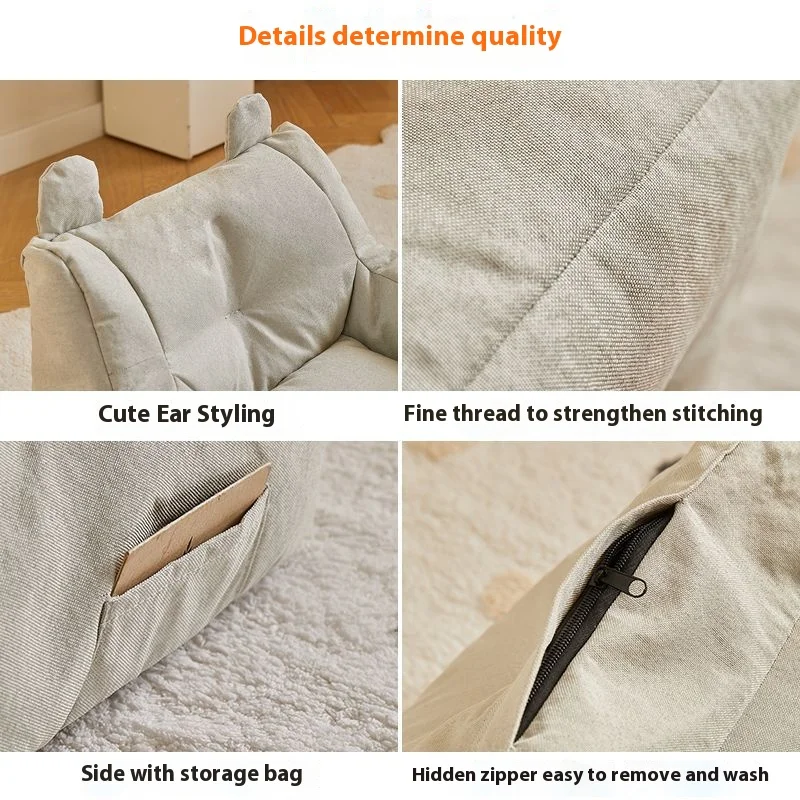Solid Color Sofa Chair Cartoon Seat Children Sofa Lazy Cat Bean Bag Environ Mentally Friendly Portable Sofa Bedroom Furniture