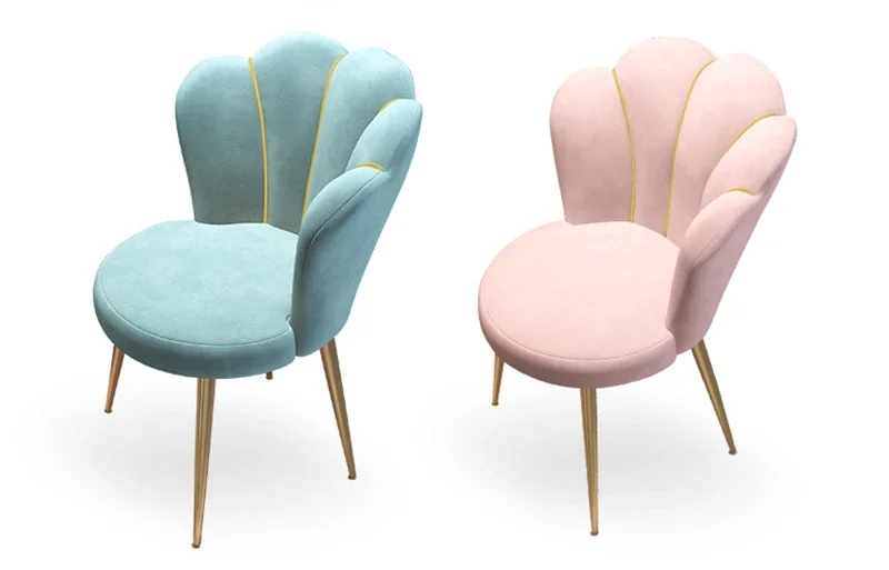 Nordic Chairs Home Furniture Luxury Dining Chair Living room Reception Soft Velvet Backrest Manicure Leisure Makeup Stool ins