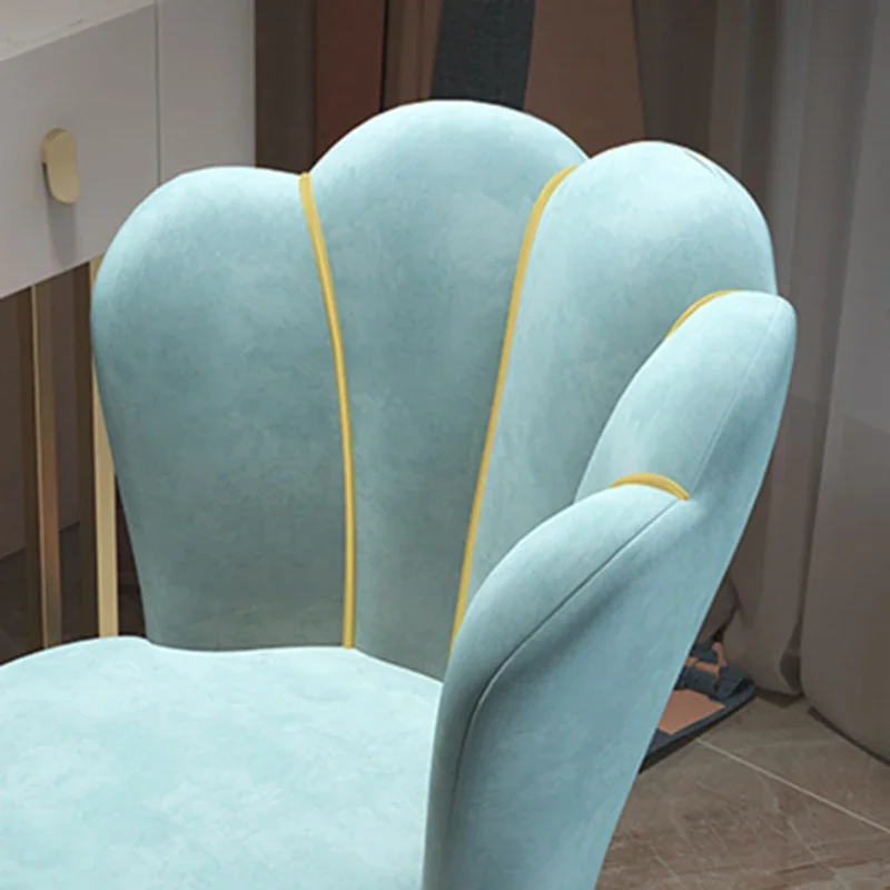 Nordic Chairs Home Furniture Luxury Dining Chair Living room Reception Soft Velvet Backrest Manicure Leisure Makeup Stool ins