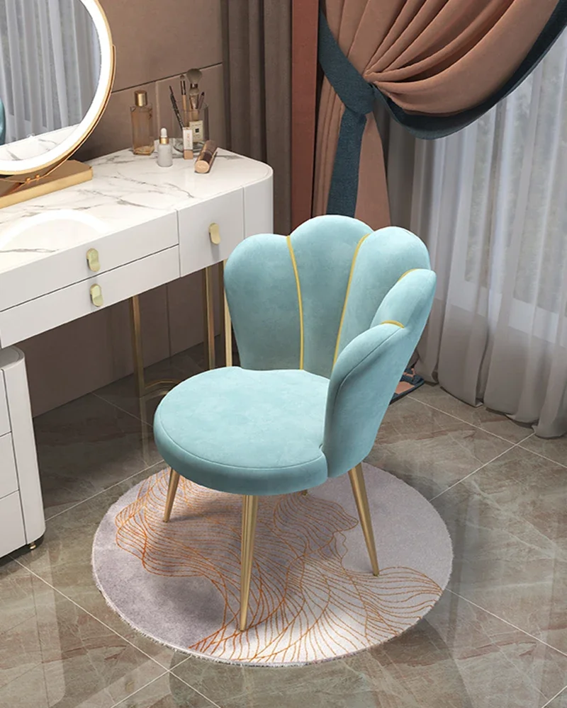 Nordic Chairs Home Furniture Luxury Dining Chair Living room Reception Soft Velvet Backrest Manicure Leisure Makeup Stool ins