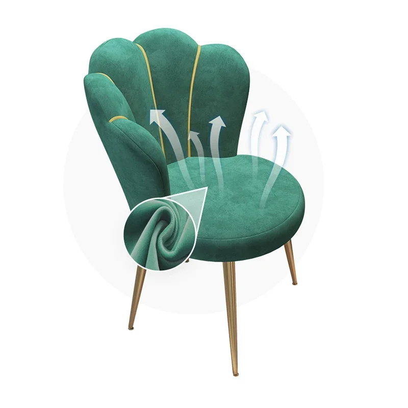 Nordic Chairs Home Furniture Luxury Dining Chair Living room Reception Soft Velvet Backrest Manicure Leisure Makeup Stool ins