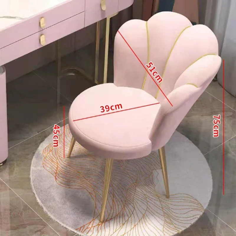 Nordic Chairs Home Furniture Luxury Dining Chair Living room Reception Soft Velvet Backrest Manicure Leisure Makeup Stool ins