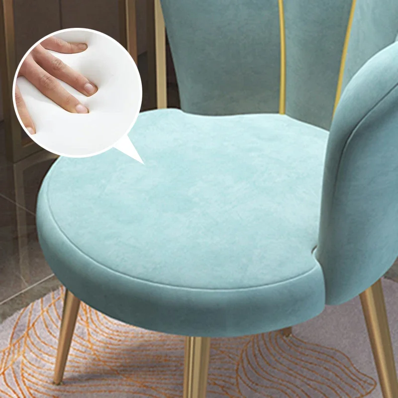 Nordic Chairs Home Furniture Luxury Dining Chair Living room Reception Soft Velvet Backrest Manicure Leisure Makeup Stool ins