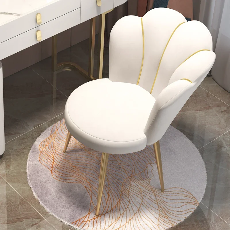 Nordic Chairs Home Furniture Luxury Dining Chair Living room Reception Soft Velvet Backrest Manicure Leisure Makeup Stool ins