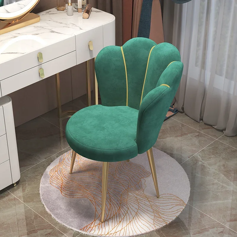 Nordic Chairs Home Furniture Luxury Dining Chair Living room Reception Soft Velvet Backrest Manicure Leisure Makeup Stool ins