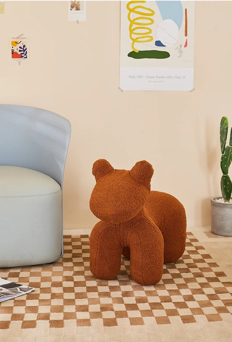 Large Cartoon Children's Chair Living Room Furniture Creative Animal Stool Cashmere Hippo Chair Home Decor Shoe Changing Stool