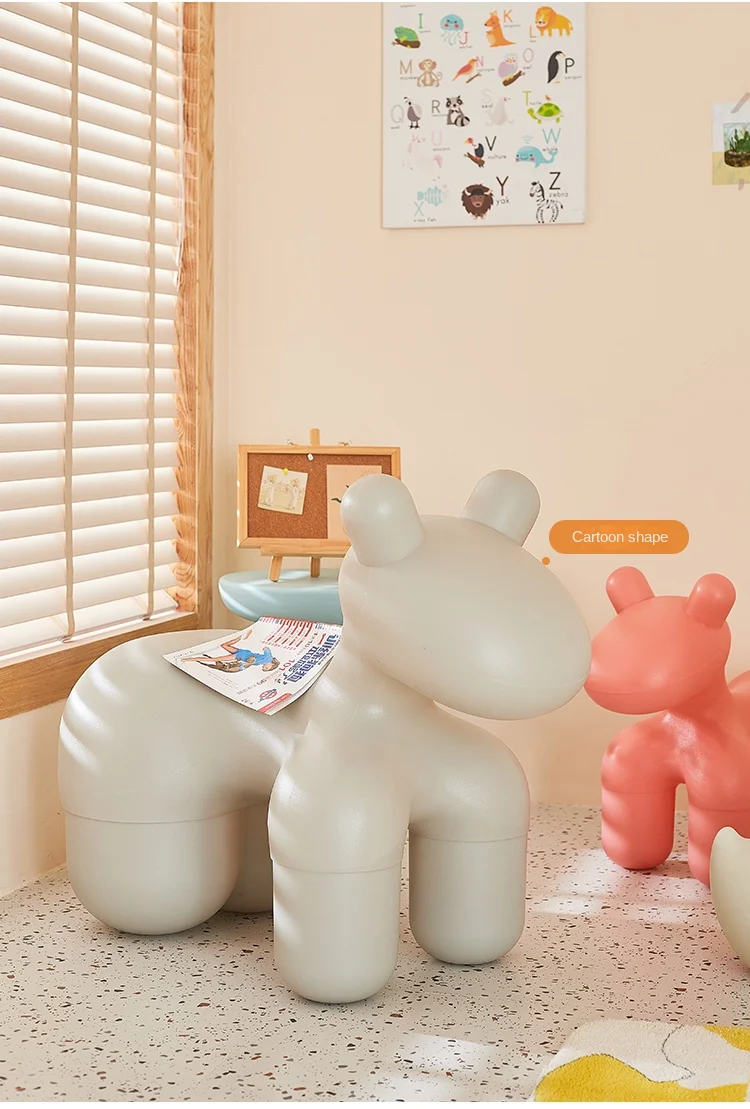 Large Cartoon Children's Chair Living Room Furniture Creative Animal Stool Cashmere Hippo Chair Home Decor Shoe Changing Stool