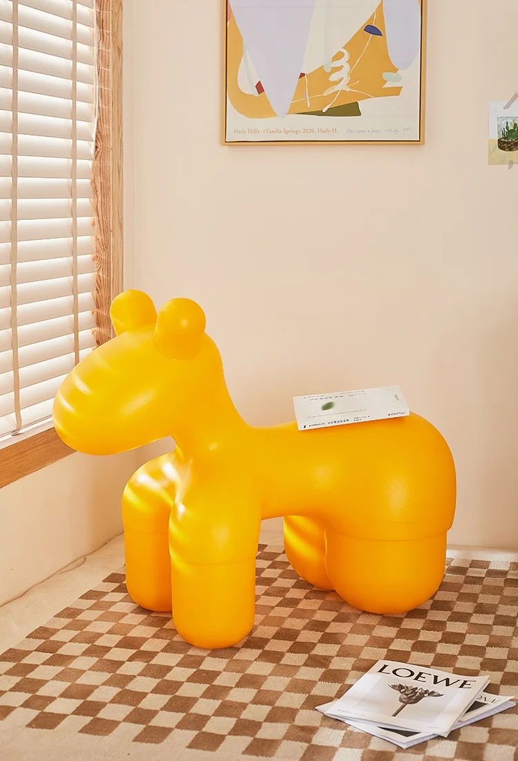 Large Cartoon Children's Chair Living Room Furniture Creative Animal Stool Cashmere Hippo Chair Home Decor Shoe Changing Stool