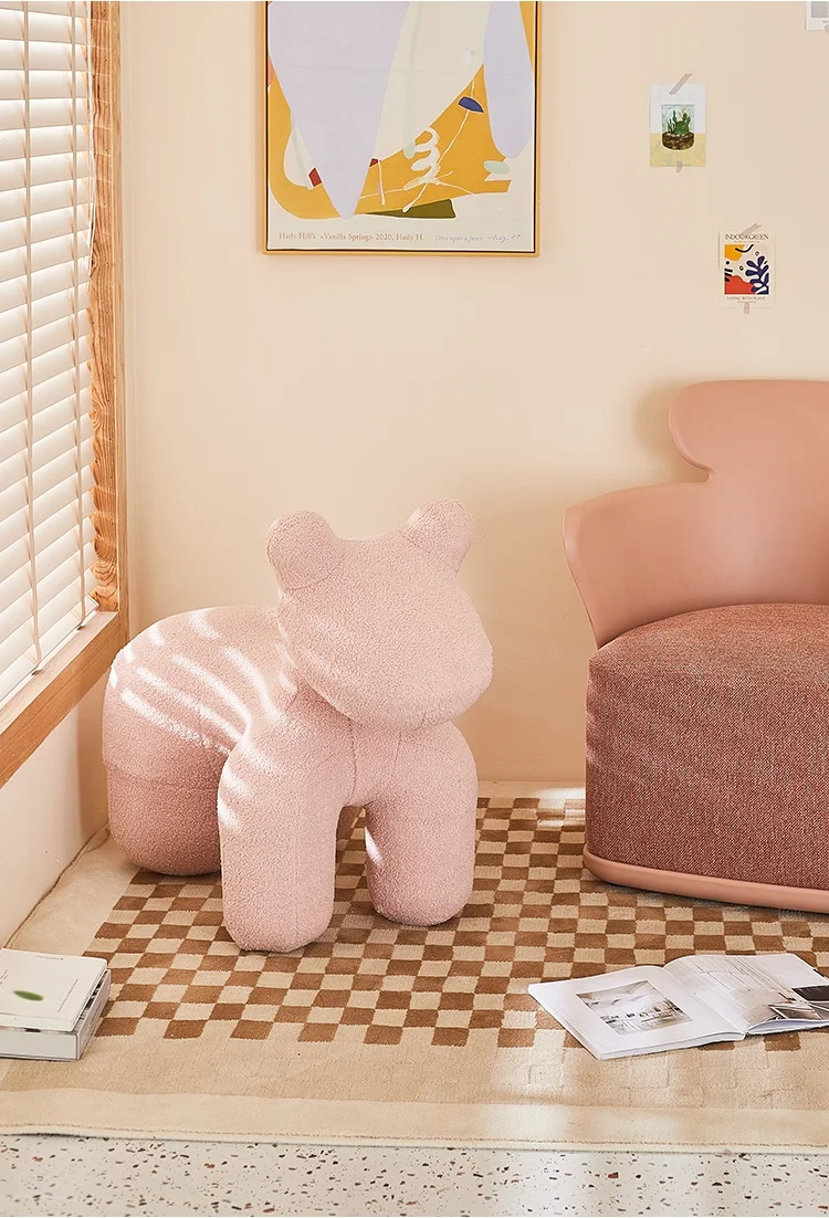 Large Cartoon Children's Chair Living Room Furniture Creative Animal Stool Cashmere Hippo Chair Home Decor Shoe Changing Stool
