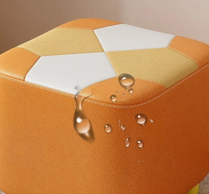 Wooden Waterproof Square Living Room Stools Colorful Creative Design Soft Bedroom Ottoman Simple Cute Modern Home Furniture