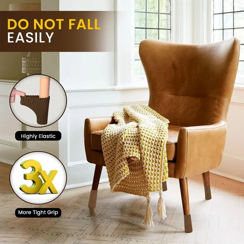 16PCS Knitted Chair Leg Silent Protection Cover Door Handle Wear Resistant Anti Slip Floor Scratch Protection Furniture Foot Mat