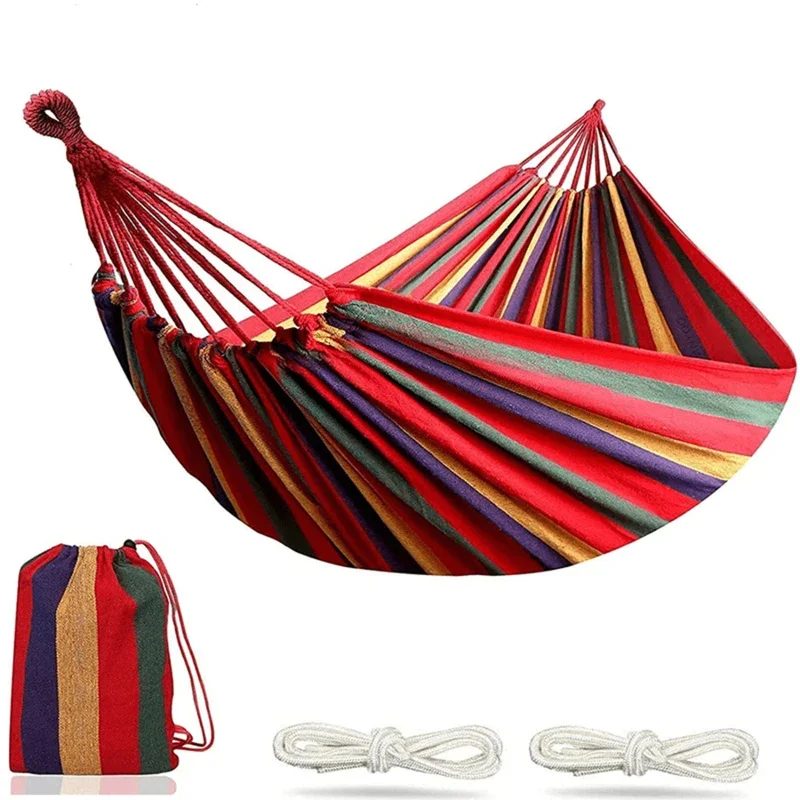 Hammock Leisure Durable Single Travel Swing Chair Hanging Bed Casual Hammocks For Patio Garden Backyard Outdoor Indoor With Bag
