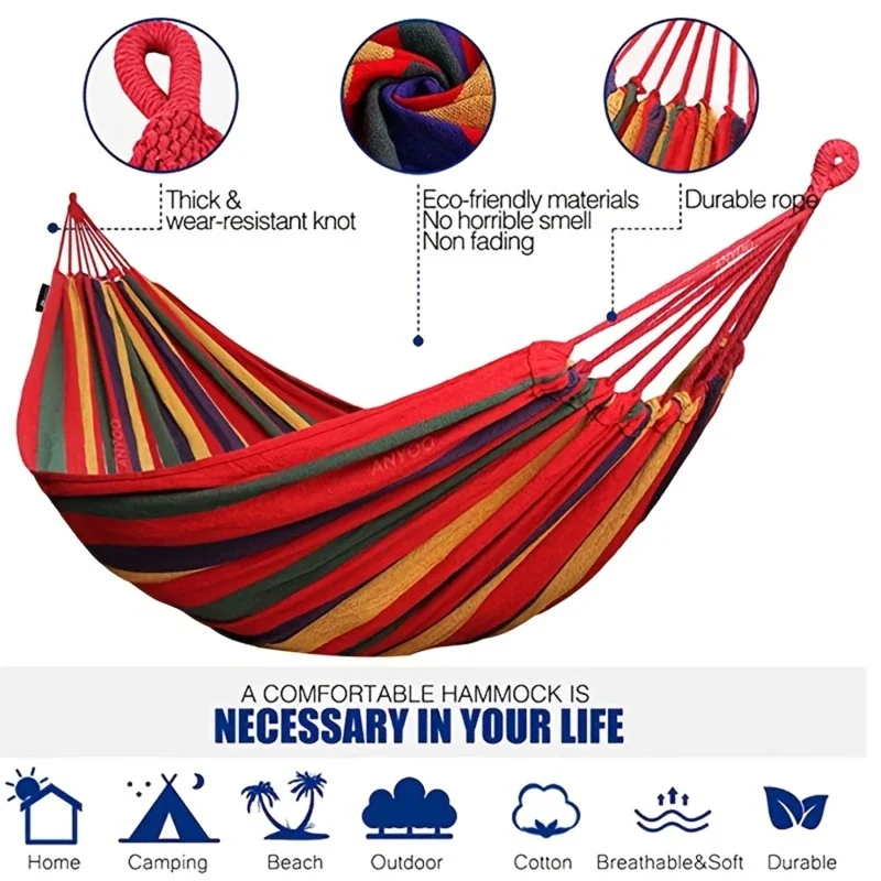 Hammock Leisure Durable Single Travel Swing Chair Hanging Bed Casual Hammocks For Patio Garden Backyard Outdoor Indoor With Bag