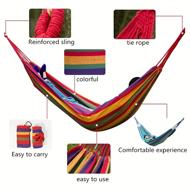 Hammock Leisure Durable Single Travel Swing Chair Hanging Bed Casual Hammocks For Patio Garden Backyard Outdoor Indoor With Bag