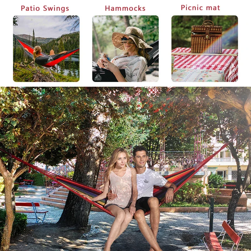 Hammock Leisure Durable Single Travel Swing Chair Hanging Bed Casual Hammocks For Patio Garden Backyard Outdoor Indoor With Bag