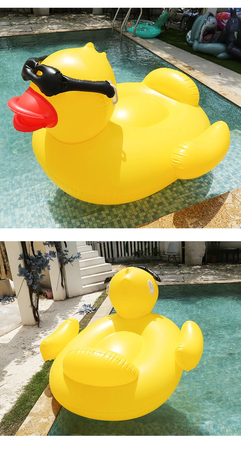 Thickened Swimming Pool Floating Bed Air Mattress Giant Duck Inflatable Pool Water Lounge Chair Suitable For Pool & Beach Party