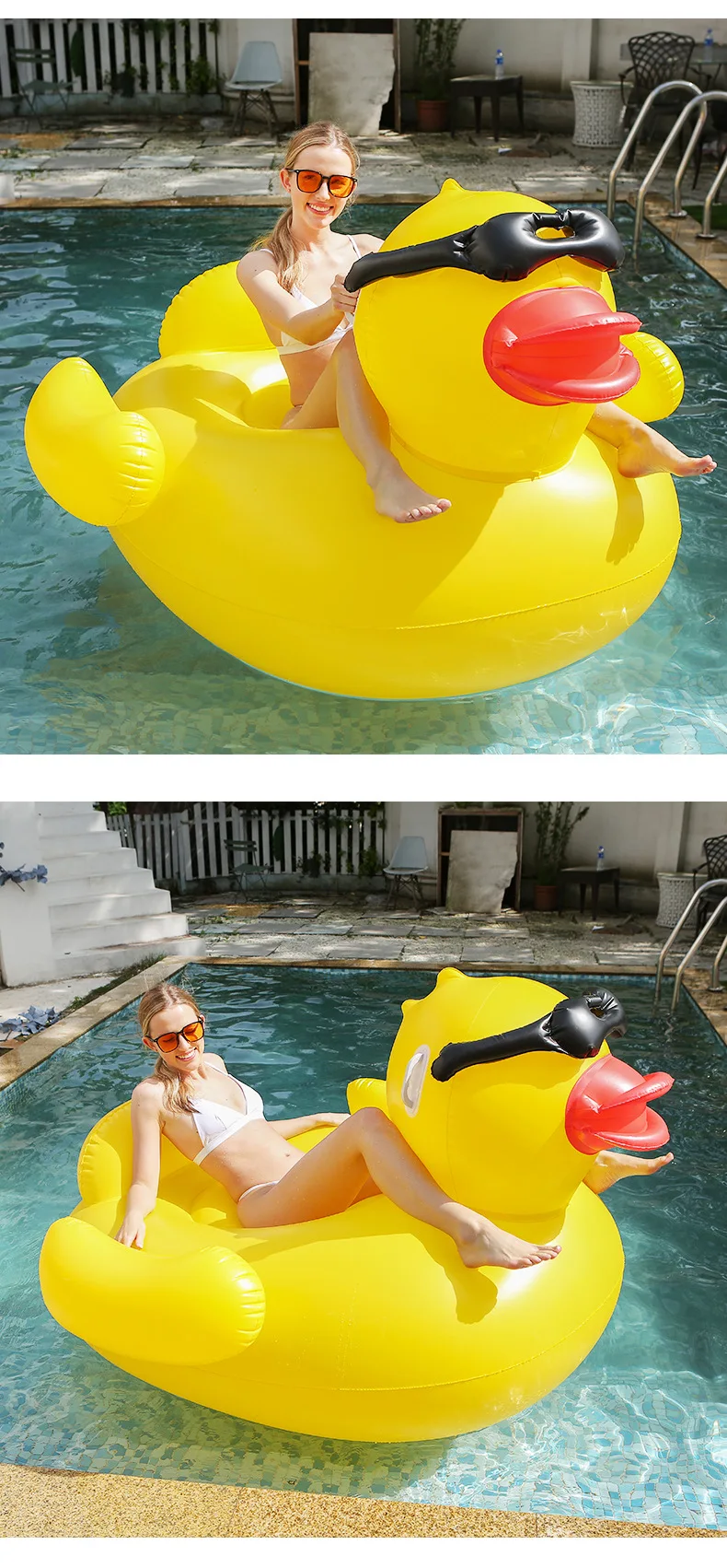 Thickened Swimming Pool Floating Bed Air Mattress Giant Duck Inflatable Pool Water Lounge Chair Suitable For Pool & Beach Party