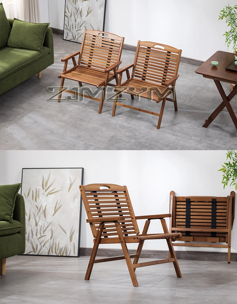 Outdoor Portable Folding Camping Chair Bamboo Summer Leisure Picnic Chair Home Balcony Back Nap Lounge Chair