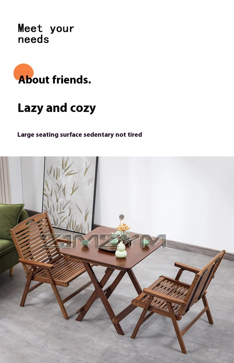 Outdoor Portable Folding Camping Chair Bamboo Summer Leisure Picnic Chair Home Balcony Back Nap Lounge Chair