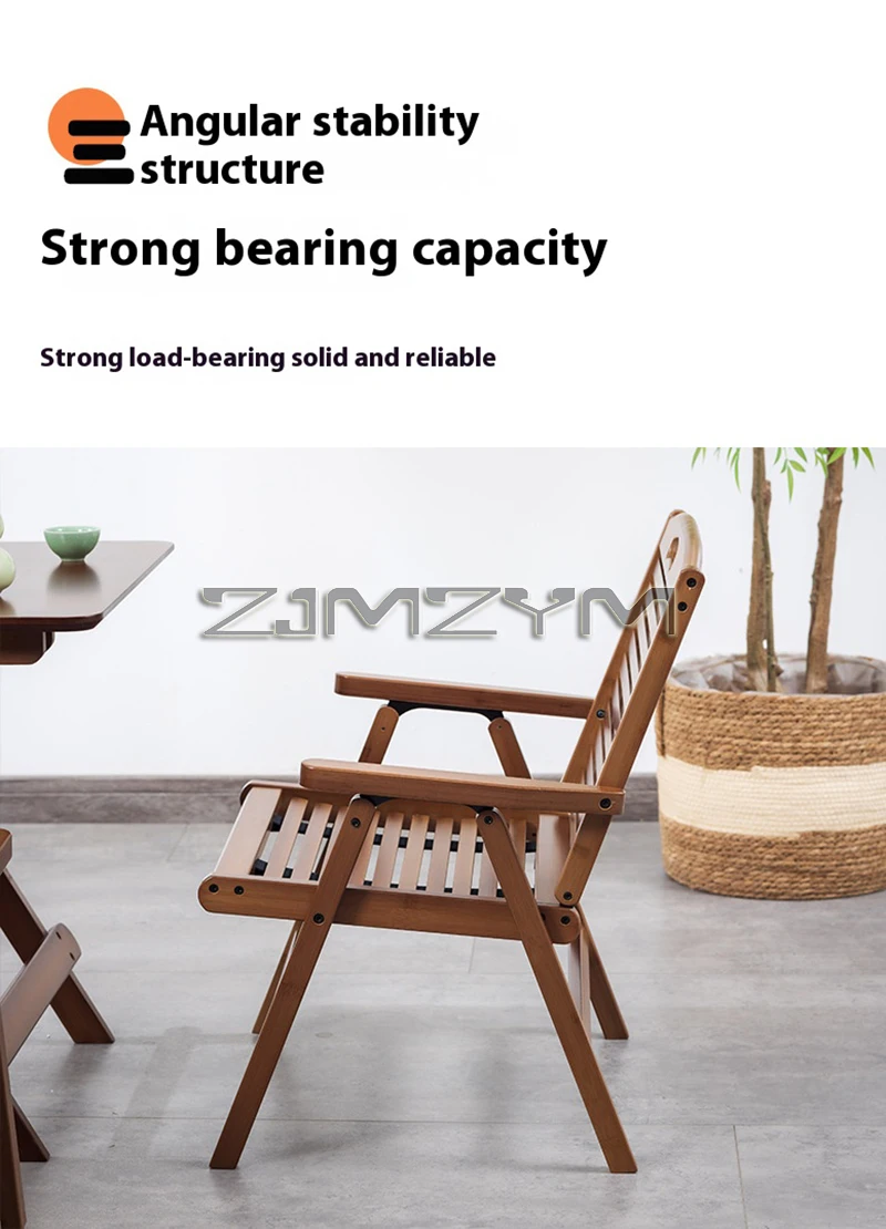 Outdoor Portable Folding Camping Chair Bamboo Summer Leisure Picnic Chair Home Balcony Back Nap Lounge Chair