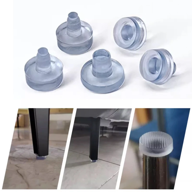 Transparent/Black Rubber Embedded Furniture Table Chair Leg Feet Bottom Glide Slide Pad Table Chair Foot Nail