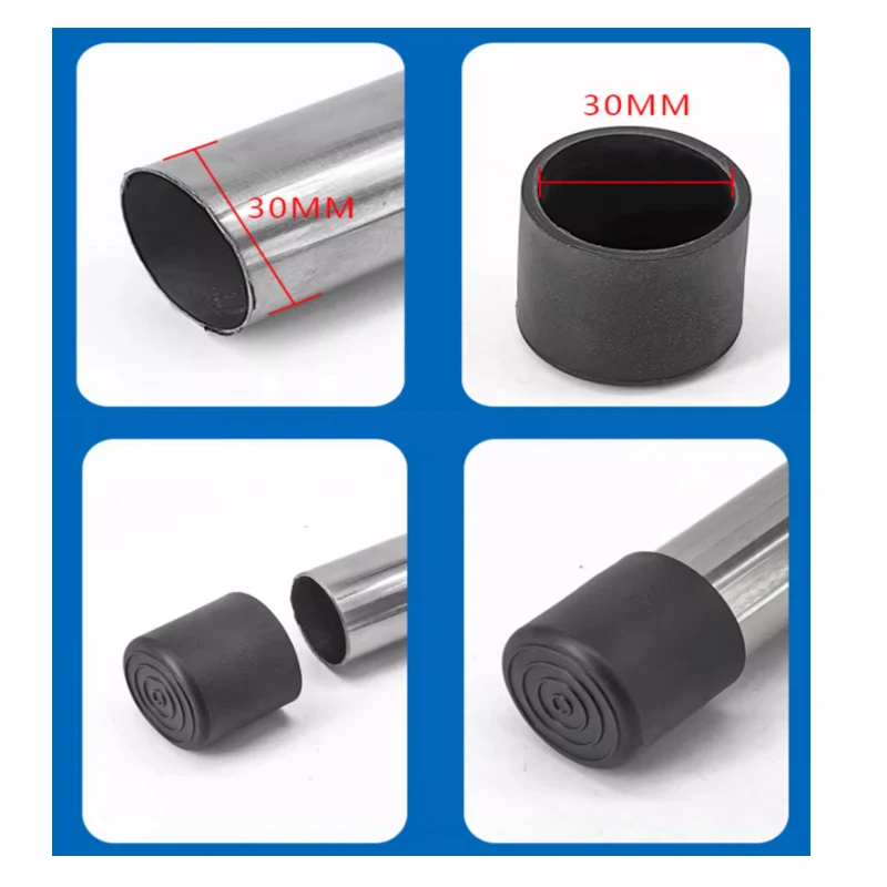  Black Round Soft PVC Table Chair Leg Tube Cap Anti-Skid Floor Protector Caps 6mm-76mm Floor Protector Pads