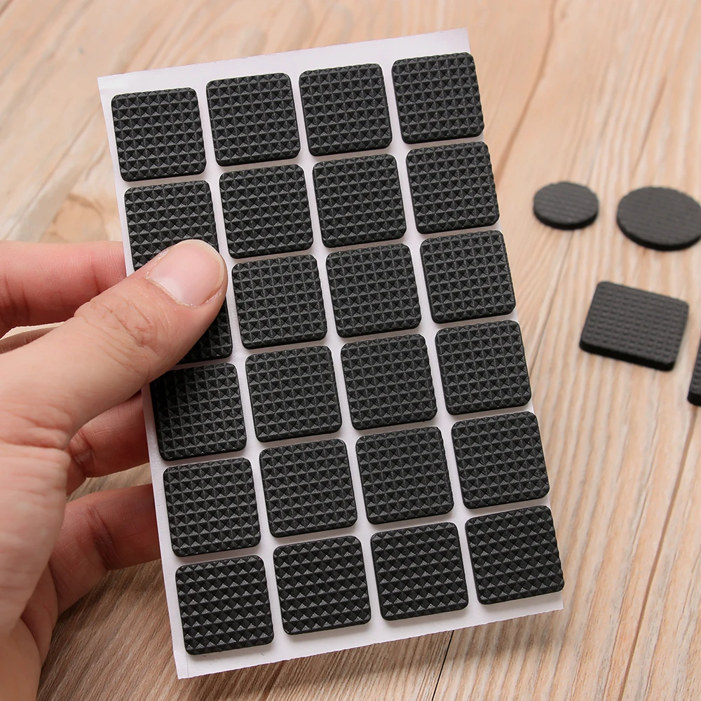 1/2/6/15/24PCS Anti Noisy Self-adhesive Furniture Leg Pads Anti-slip Rub Mat Soft Thickening Geometric Shape Floor Protector