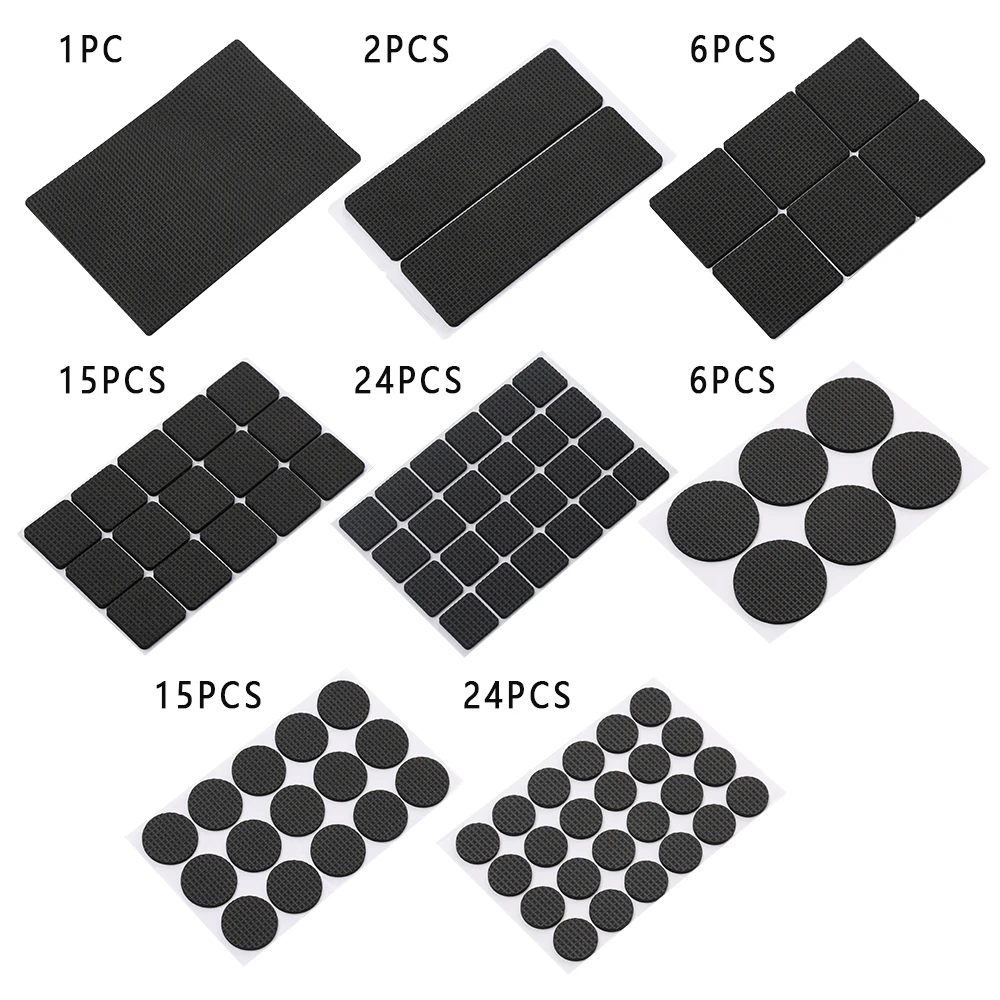 1/2/6/15/24PCS Anti Noisy Self-adhesive Furniture Leg Pads Anti-slip Rub Mat Soft Thickening Geometric Shape Floor Protector