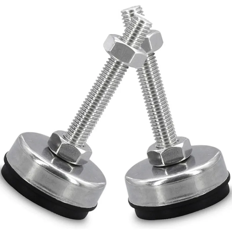 304 Stainless Steel Fixed Adjusting Furniture Foot With M6 M8 M10 M12 M14 M16 M18 Rubber Damping Anti-Slip Guard Glide Pad