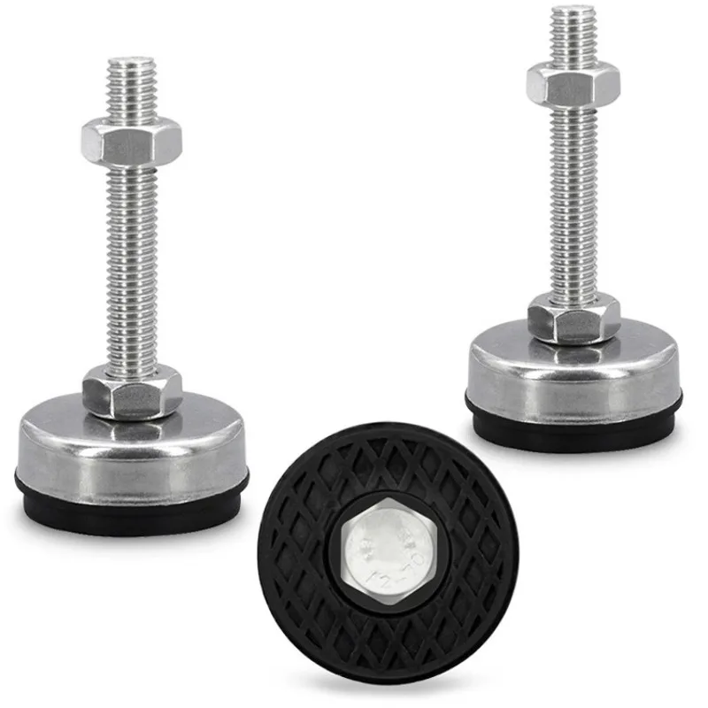 304 Stainless Steel Fixed Adjusting Furniture Foot With M6 M8 M10 M12 M14 M16 M18 Rubber Damping Anti-Slip Guard Glide Pad