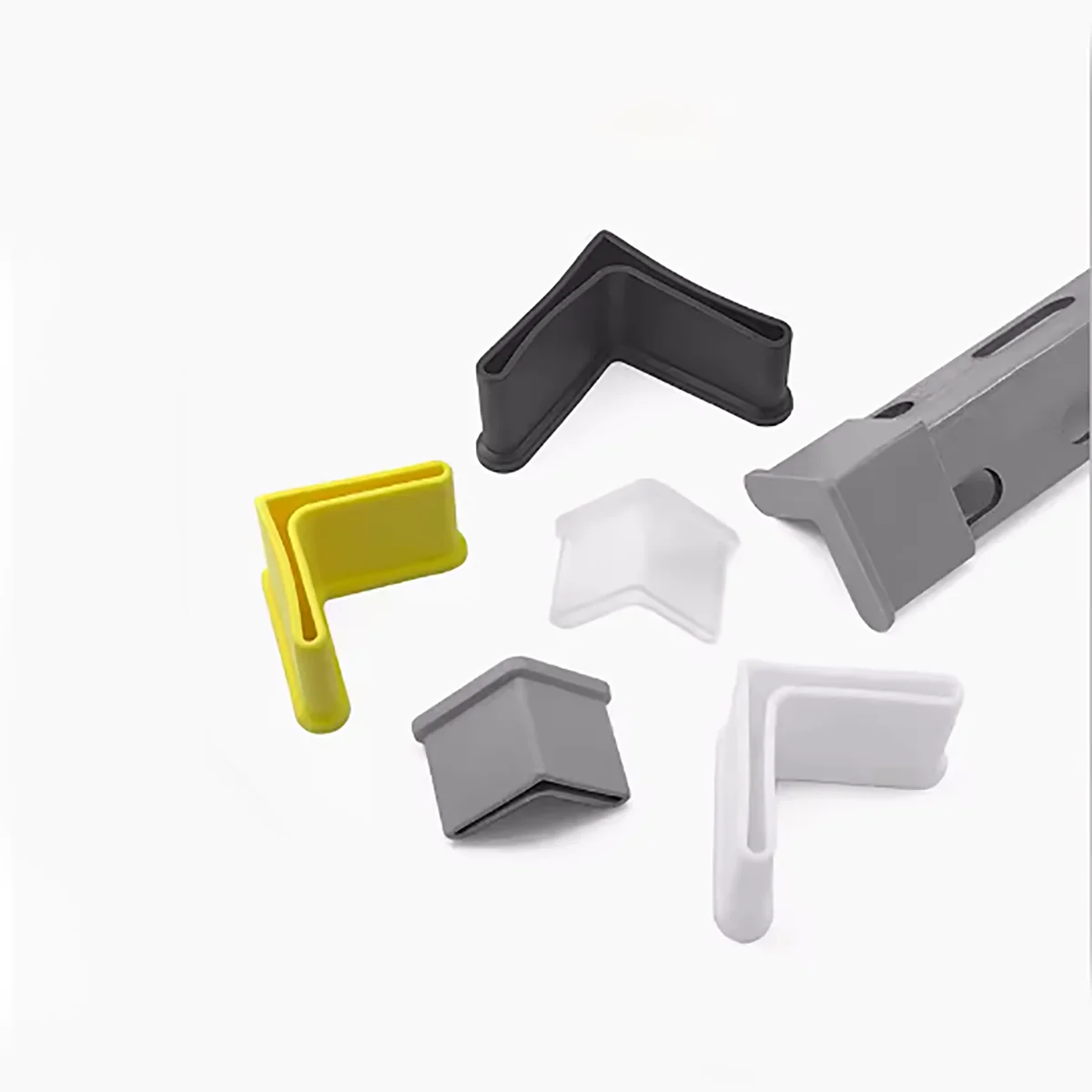 PVC Foot Cover Triangle Angle Iron Foot Rubber Pad Non-Slip Shelf Furniture Feet Leg Pads Floor Protector Black White Yellow