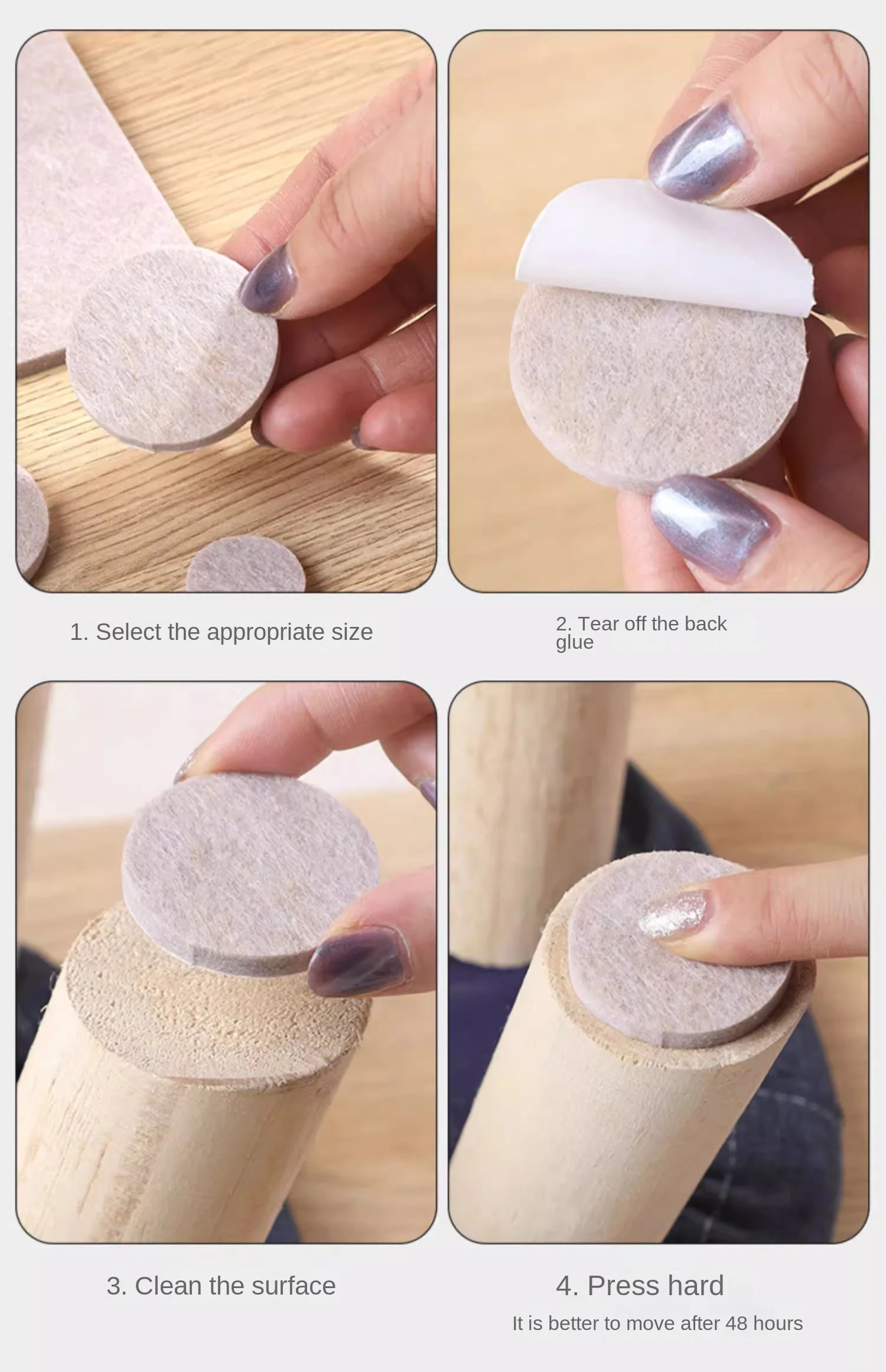 128-18Pcs Thicken 5mm Felt Chair Leg Pads Self Adhesive Furniture Mute Non-slip Anti-collision Gasket Wood Floor Protectors Mats